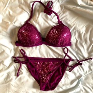 Dark Purple VENUS Sequin Tie Bikini
